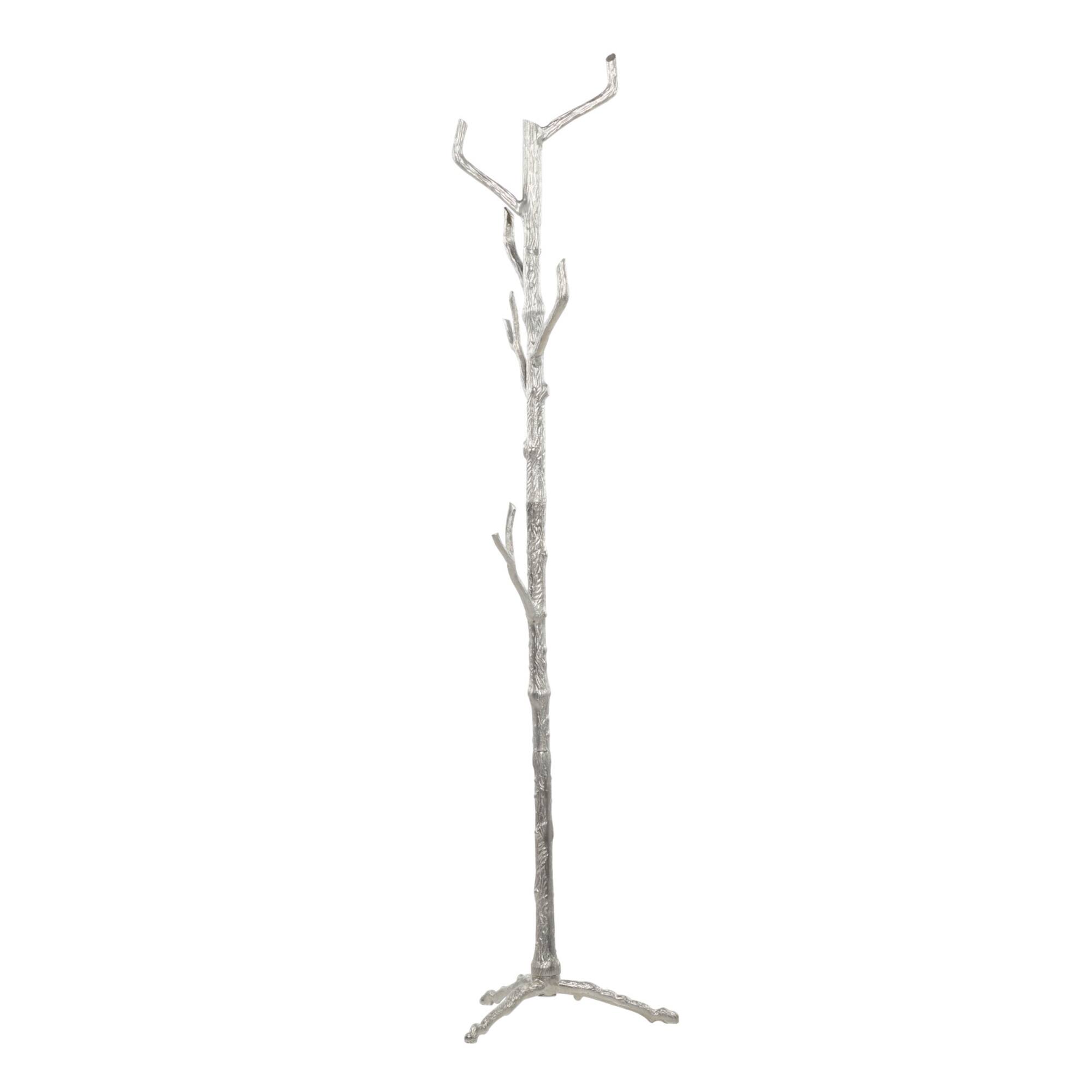 Silver Aluminum Eclectic Coat Rack, 71" x 17" x 17"